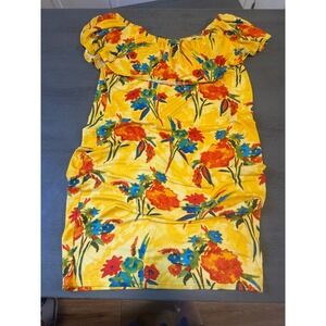 yellow floral bright ABSOLUTELY plus size dress 2X XXL